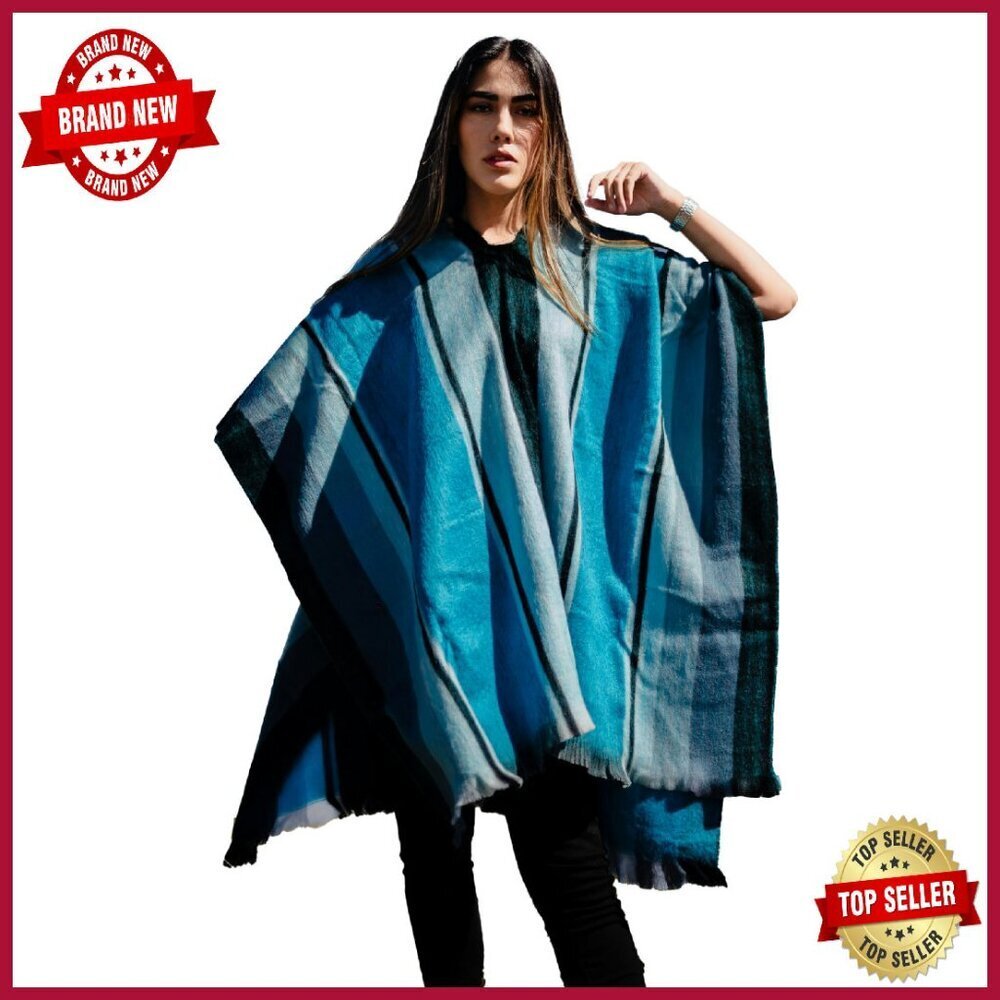 Alpaca Wool Poncho Sweater Shawl Wrap Handmade Soft Bohemian